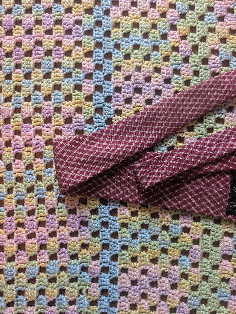 Pierre Cardin‎ Men's Burgundy and Gold Geometric Silk Tie 100% Silk